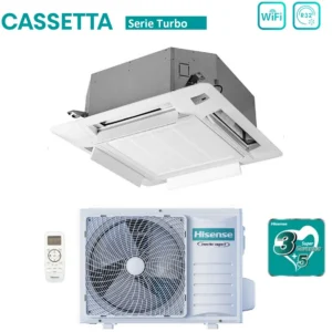 CLIMATIZZATORE A CASSETTA HISENSE TURBO 9000 BTU ACT26UR4RCC8 R-32 WI-FI OPTIONAL CON TELECOMANDO E PANNELLO INCLUSO