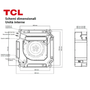 CLIMATIZZATORE TCL CASSETTA 4 VIE SERIE S STANDARD 24000 BTU R32 INVERTER WIFI A++/A+ - immagine 3