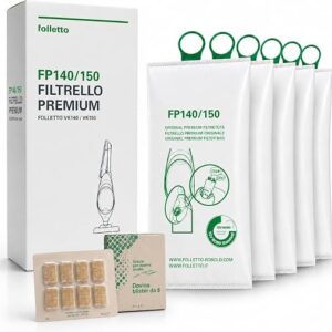 6 SACCHETTI FOLLETTO VK 140/150 ORIGINALI - FILTRELLO PREMIUM FP 140/150 + DOVINA INCLUSO - immagine 1