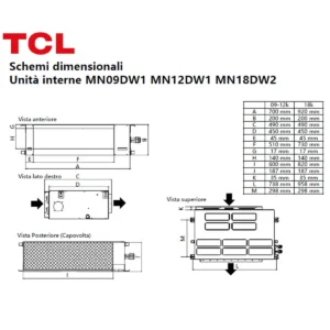 CLIMATIZZATORE TCL Canalizzabile Serie D 9000 BTU R32 Inverter WiFi A++/A+ - immagine 3