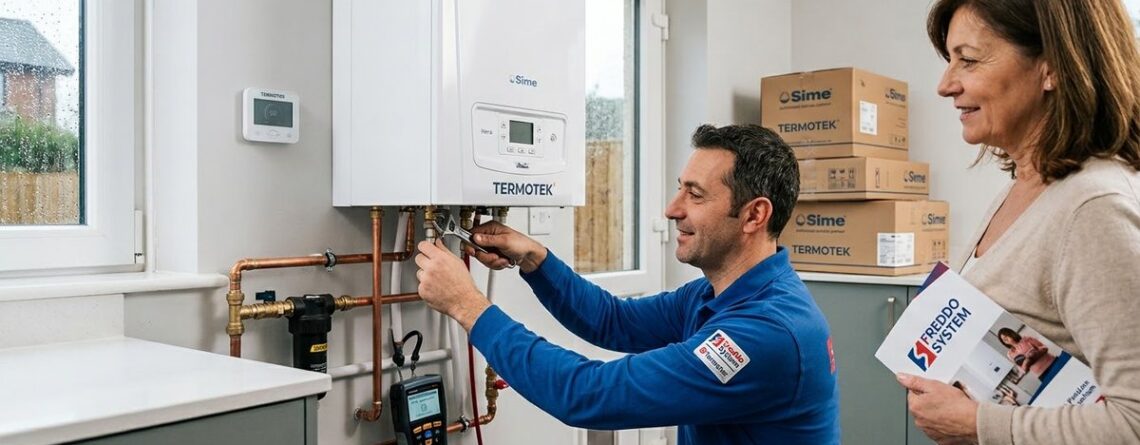 Tecnico Freddo System al lavoro su una caldaia Termotek